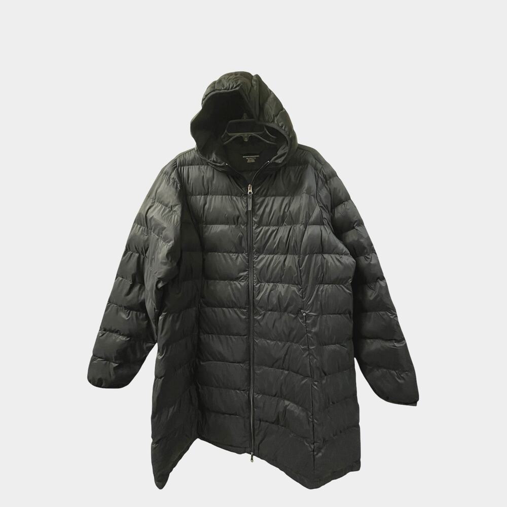 Womens Hooded Puffer Coat Black XX-Large Water Resistant Lightweight Preowned